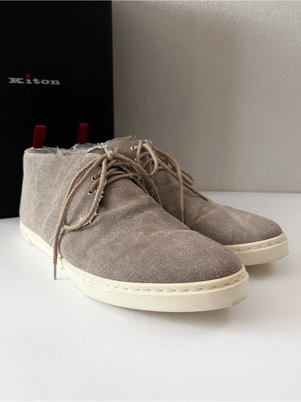 Kiton linen lace up chukka sneakers